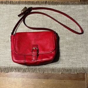 Chic Red Coach Leather Crossbody Bag
